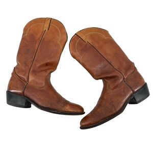 VTG Acme 1695‎ Leather Cowboy Boots Brown Western Rodeo Festival Size 10 D READ